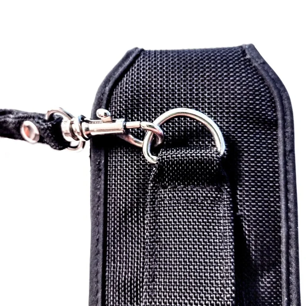 Men's Black Canvas Phone Case/Belt Holster ~ Detachable Strap ~ Expandable Sides